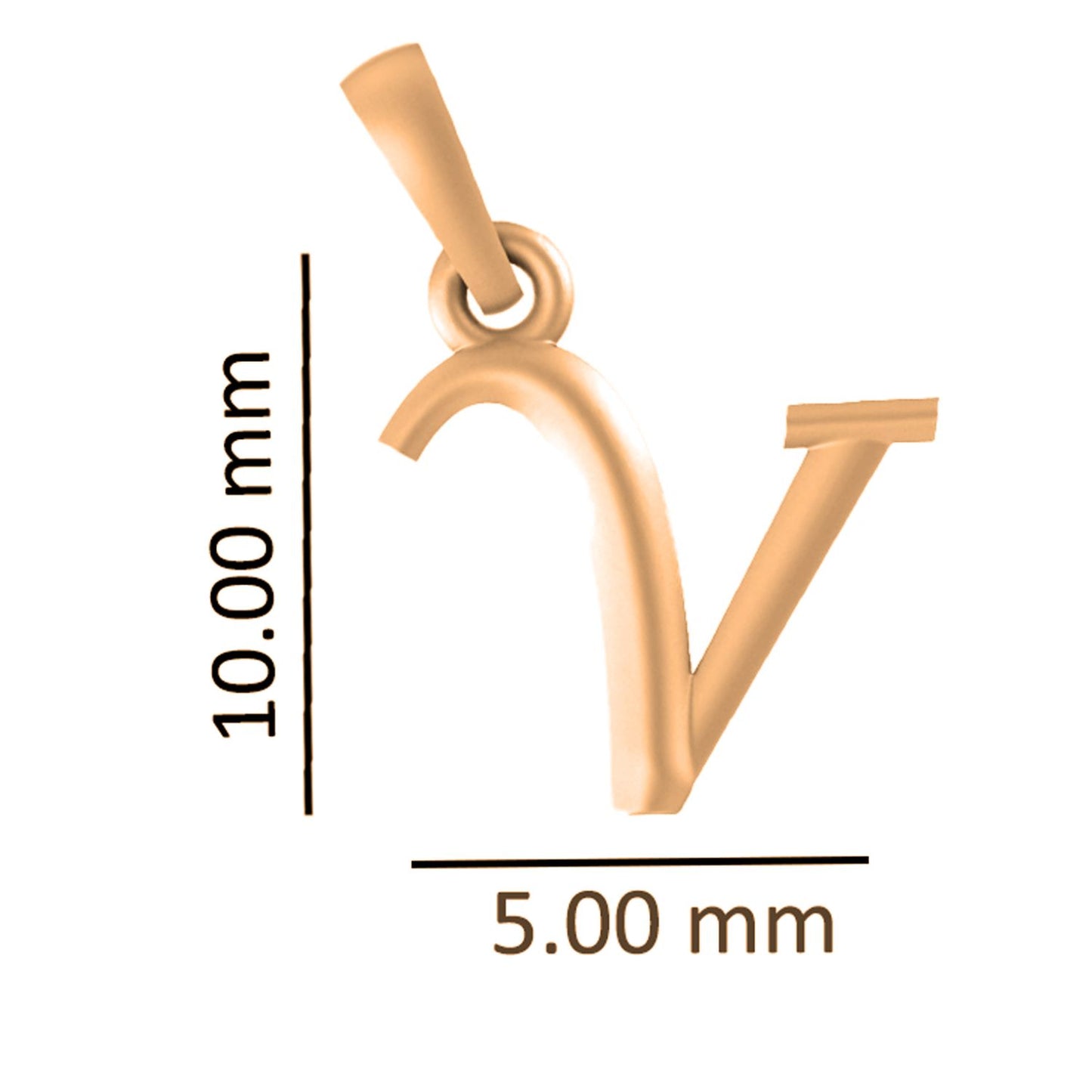 22CT Gold Plated Silver 92.5 Purity Alphabet V Chain Pendant for Women with Anchor Chain 18 inch by Akshat Sapphire PSA8044_V_Gold