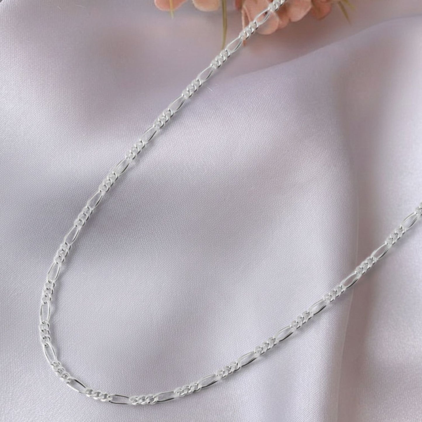 Sterling Silver Heart Pendant with 18 Inches Figaro Chain for Women by Akshat Sapphire 92.5 Silver PSF0506