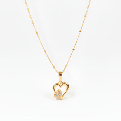 22CT Gold Plated Silver 92.5 Purity Heart Pendant with Ball Chain 18 Inches for Women by Akshat Sapphire PSBL0514_Gold