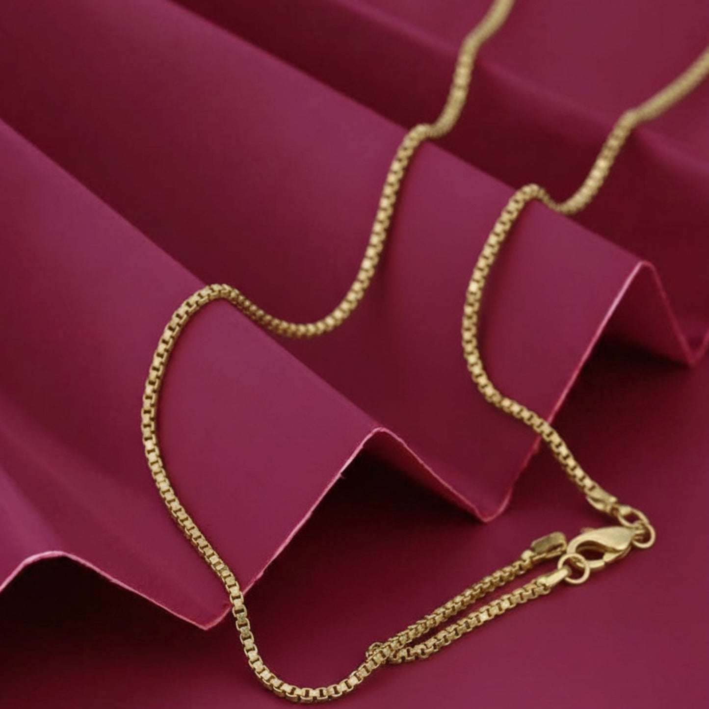 22CT Gold Plated Silver 92.5 Purity Heart Pendant with Box Chain 18 Inches for Women by Akshat Sapphire PSB0514_Gold