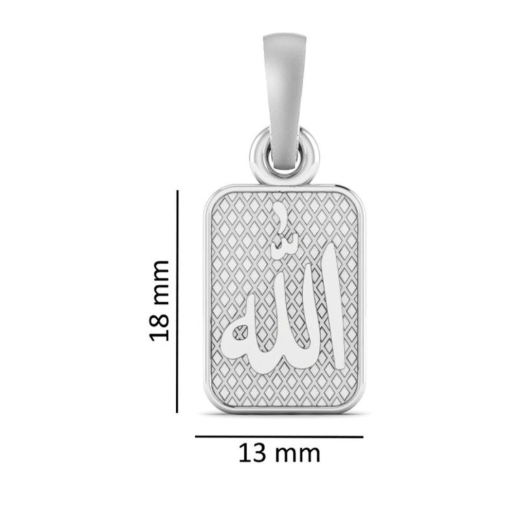 Religious God Allah Barkat Chain Pendant (Pendant with Rope Chain-22 inches) for Men and women Pure Silver spiritual Islamic Muslim Allah Barkat Kareem symbol Chain Locket for Good Luck, Health & Wealth