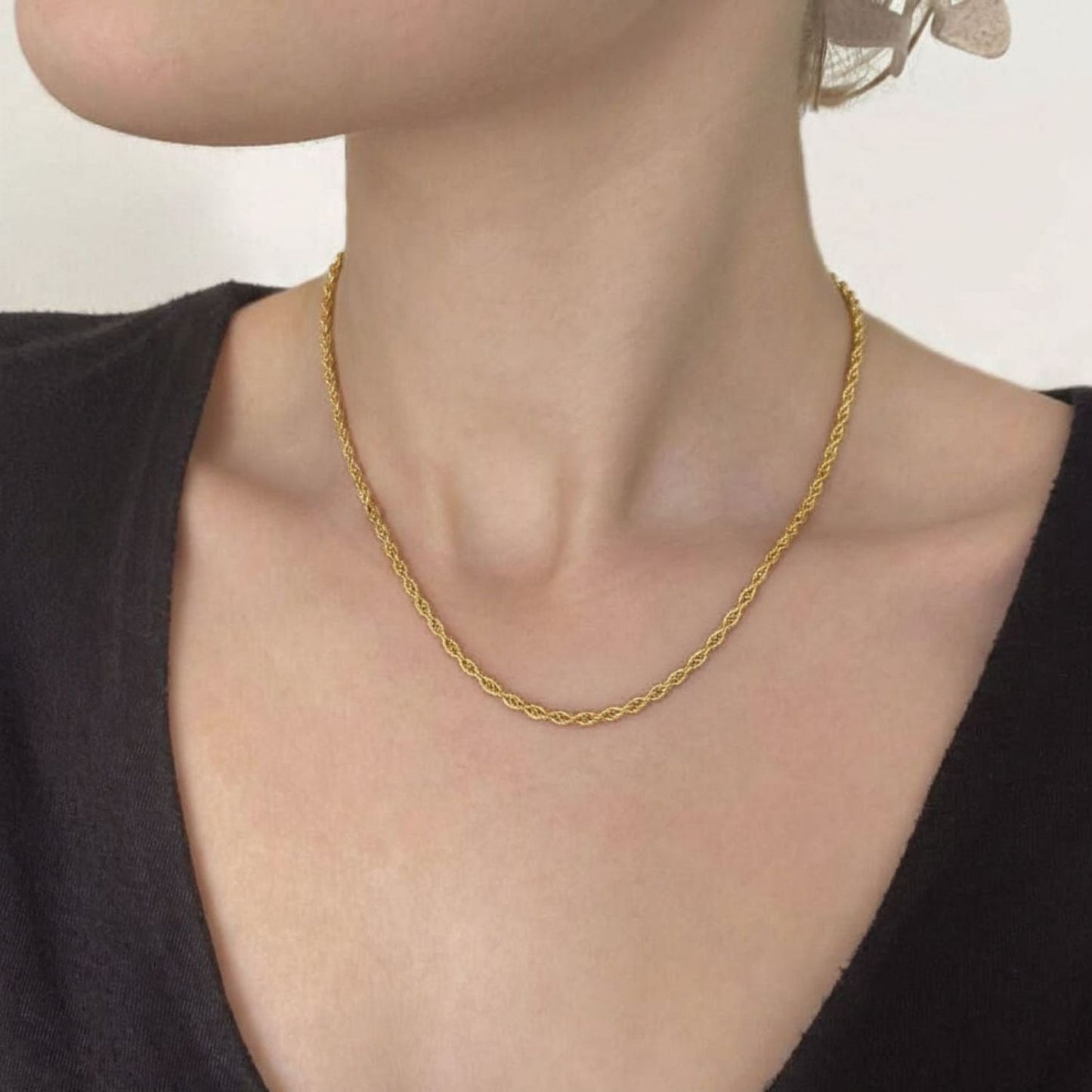 22CT Gold Plated Silver 92.5 Purity Heart Pendant with Rope Chain 18 Inches for Women by Akshat Sapphire PSR0510_Gold