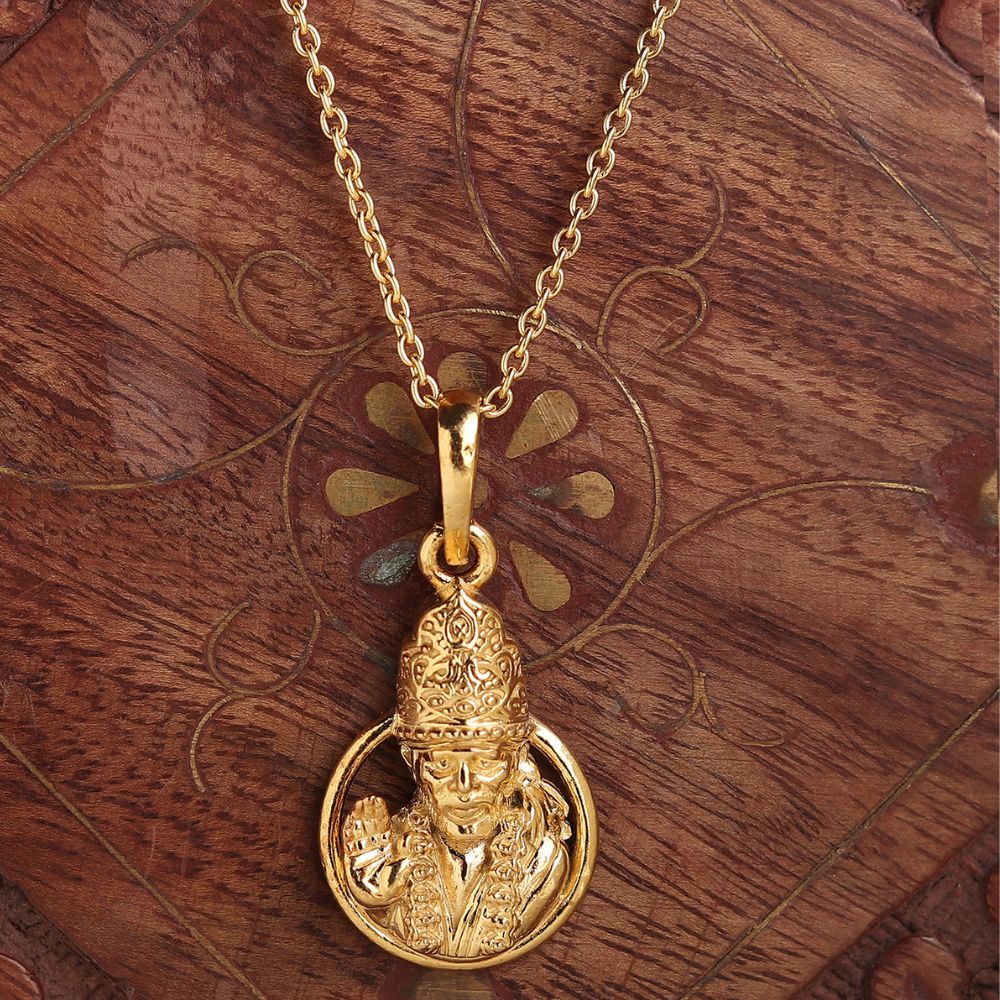 22 CT Gold Plated Silver (92.5% purity) God Sai baba Pendant for Men and Women