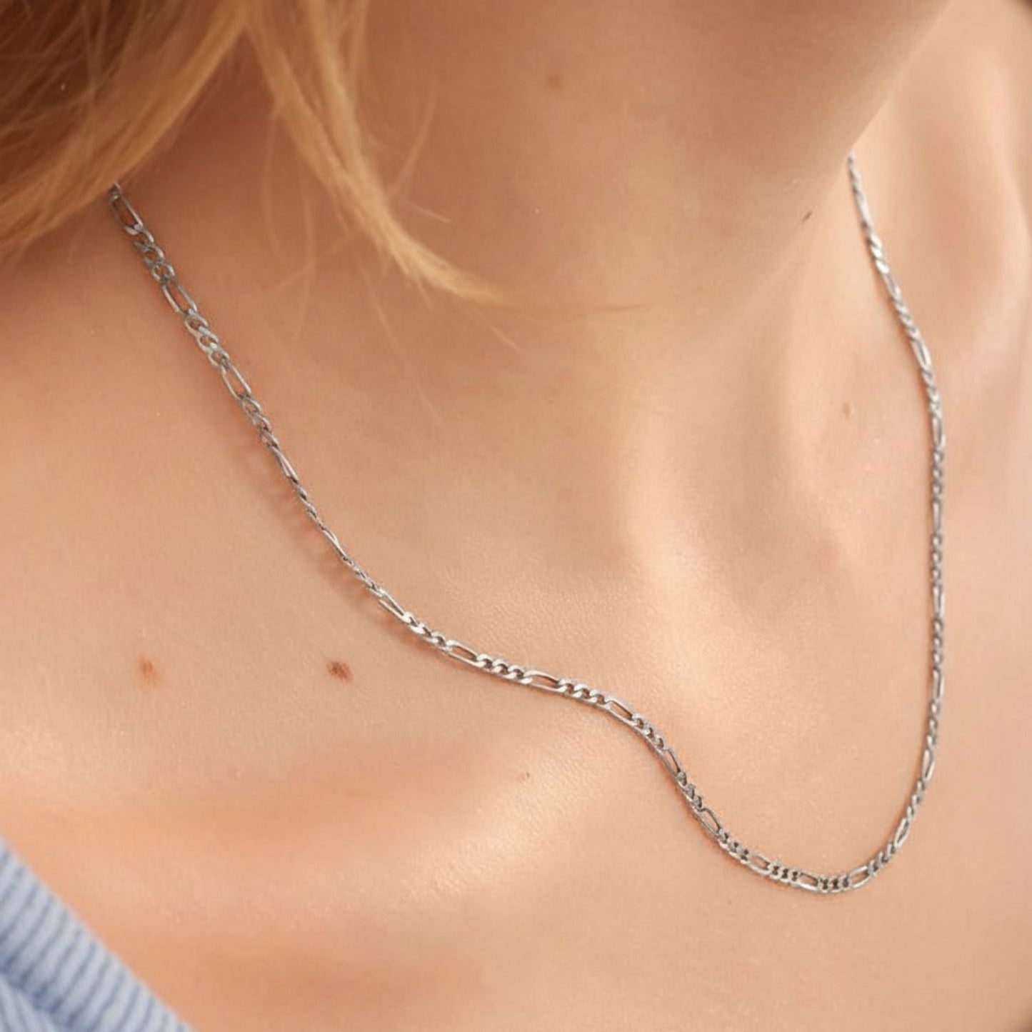 Sterling Silver Heart Pendant with 18 Inches Figaro Chain for Women by Akshat Sapphire 92.5 Silver PSF0514