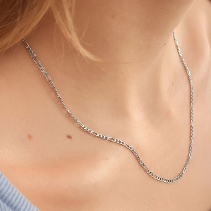 Sterling Silver Heart Pendant with 18 Inches Figaro Chain for Women by Akshat Sapphire 92.5 Silver PSF0514