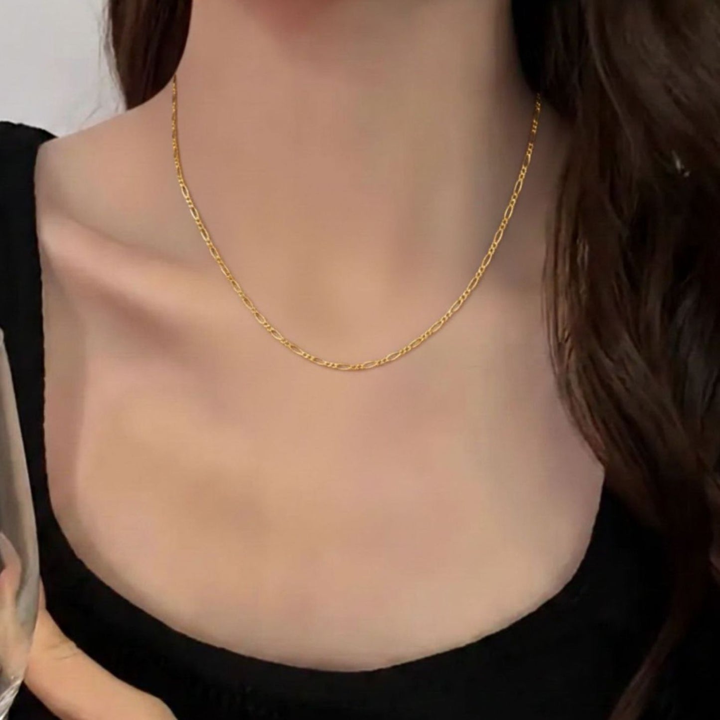 22CT Gold Plated Silver 92.5 Purity Heart Pendant with Figaro Chain 18 Inches for Women by Akshat Sapphire PSF0507_Gold