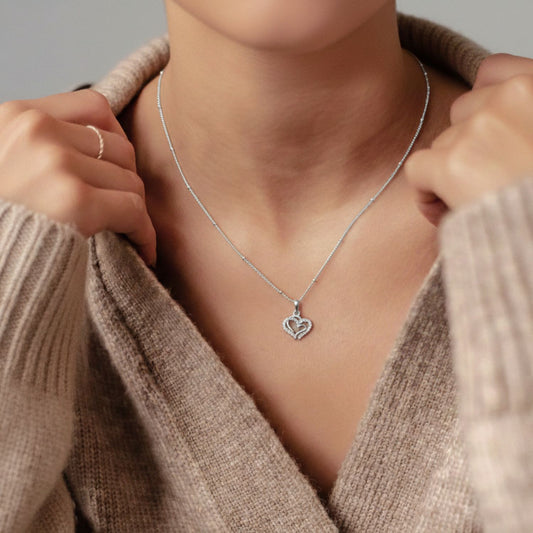 Sterling Silver Heart Pendant with 18 Inches Ball Chain for Women by Akshat Sapphire 92.5 Silver PSBL0506