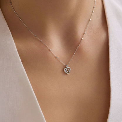 Sterling Silver Heart Pendant with 18 Inches Ball Chain for Women by Akshat Sapphire 92.5 Silver PSBL0510