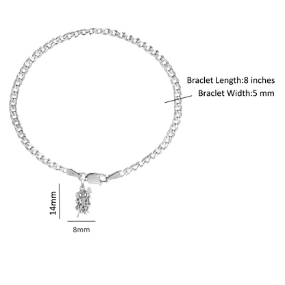 Akshat Sapphire 92.5% pure Sterling Silver Curb Designer Bracelet with Charm Hanuman for Men & Boys