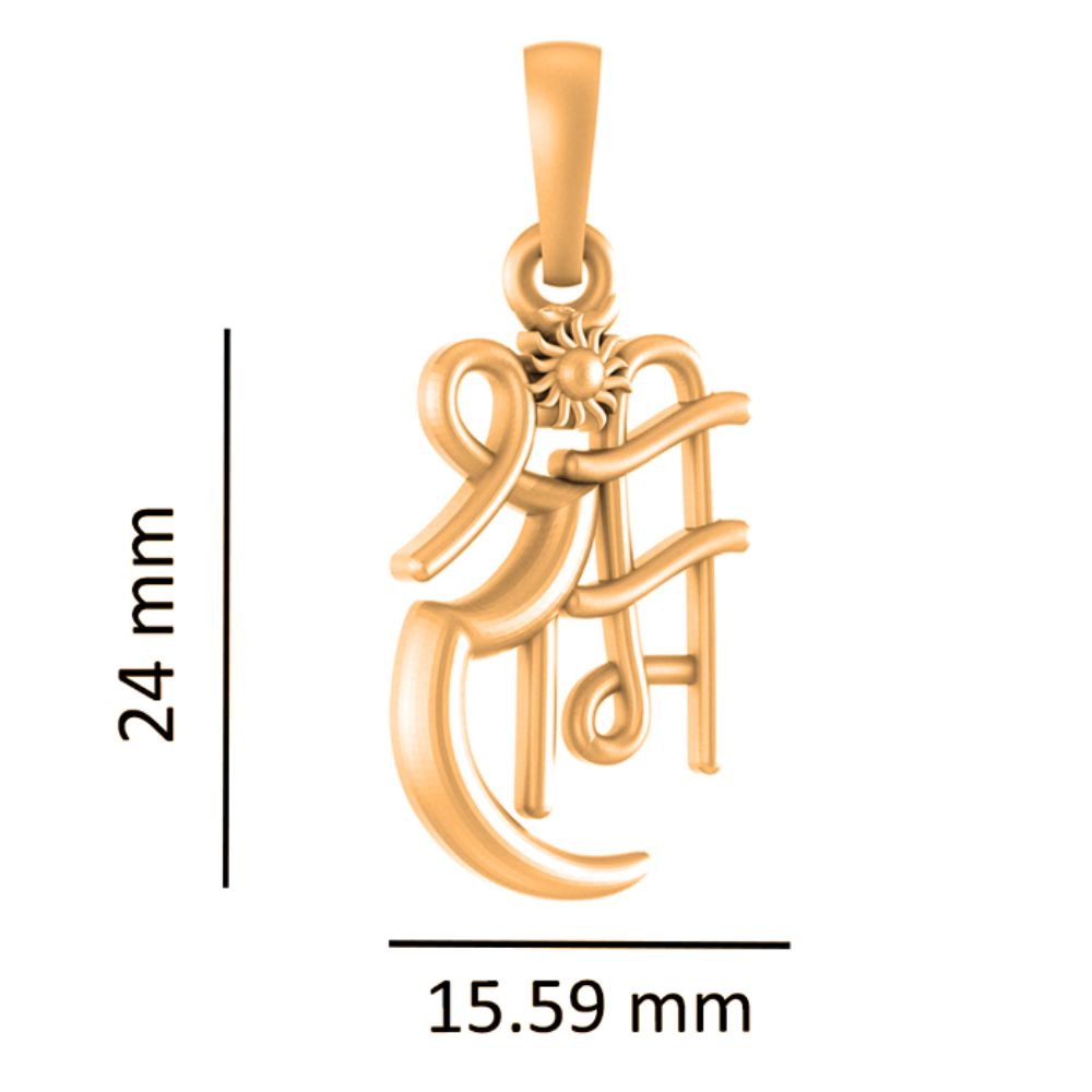 22 CT Gold Plated Silver (92.5% purity) God Ram Pendant for Men and Women