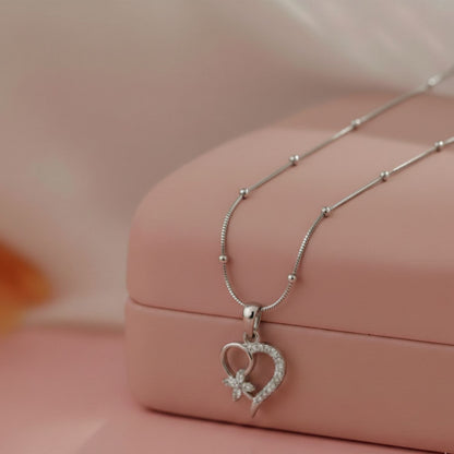 Sterling Silver Heart Pendant with 18 Inches Ball Chain for Women by Akshat Sapphire 92.5 Silver PSBL0507