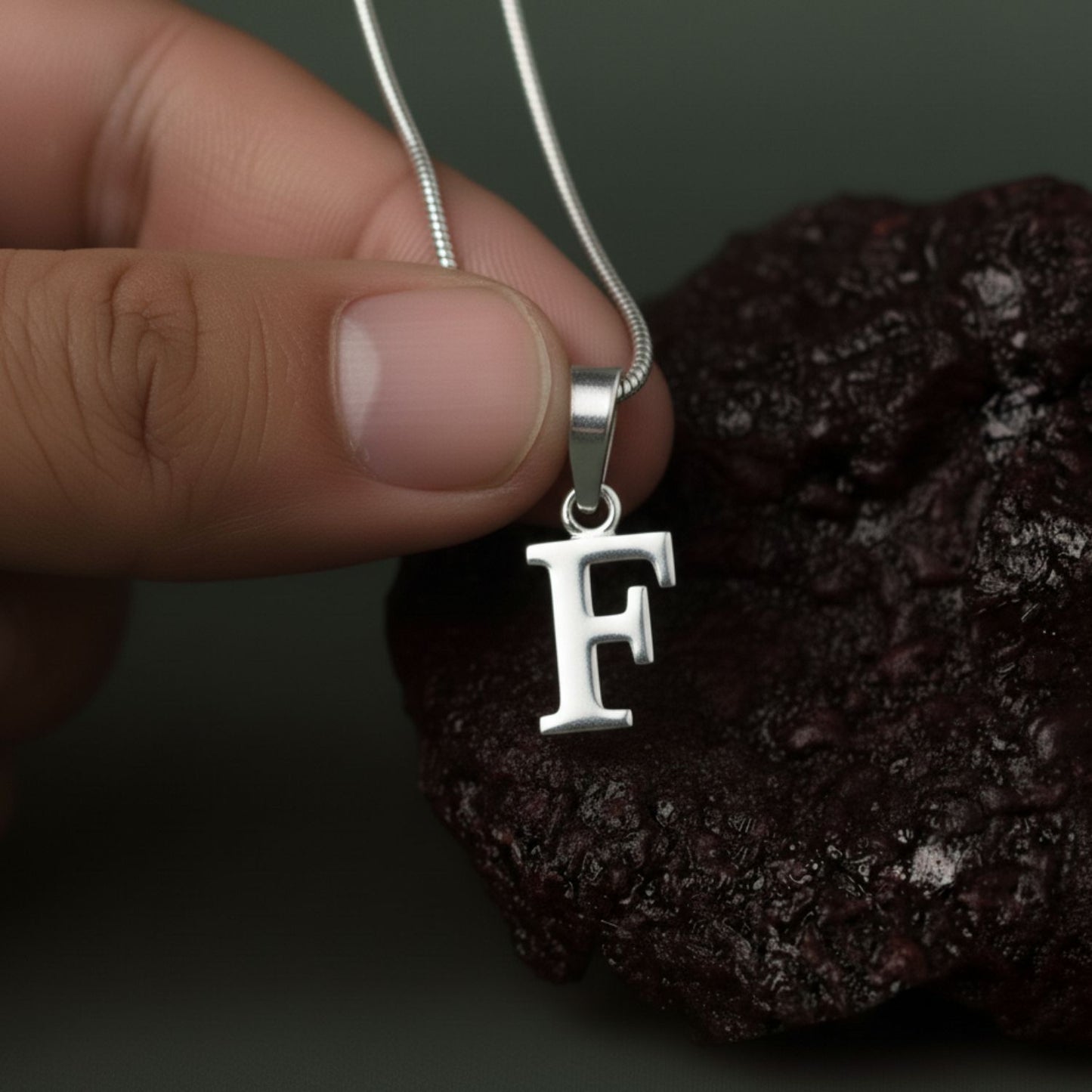 Alphabet F Pendant for Men & Women by Akshat Sapphire 92.5 Silver NP_F_8006
