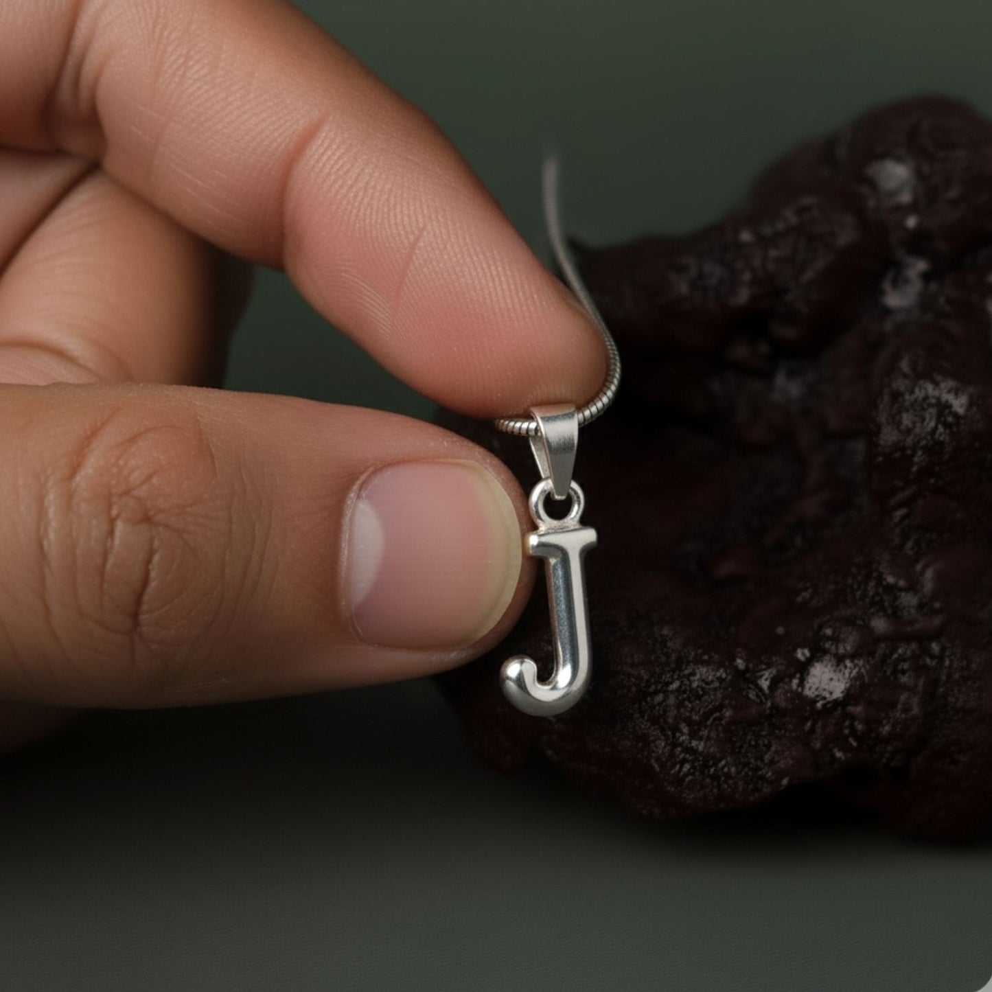 Alphabet J Pendant for Men & Women by Akshat Sapphire 92.5 Silver NP_J_8010