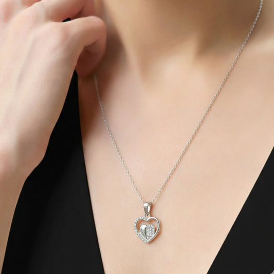 Sterling Silver Heart Pendant with 18 Inches Anchor Chain for Women by Akshat Sapphire 92.5 Silver PSA0509