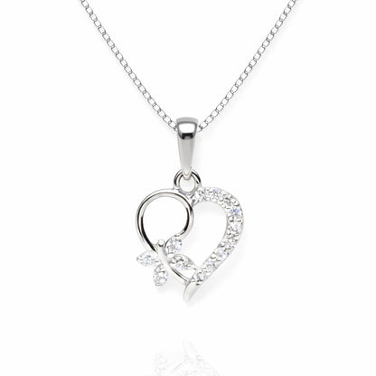 Sterling Silver Heart Pendant with 18 Inches box Chain for Women by Akshat Sapphire 92.5 Silver PSB0507