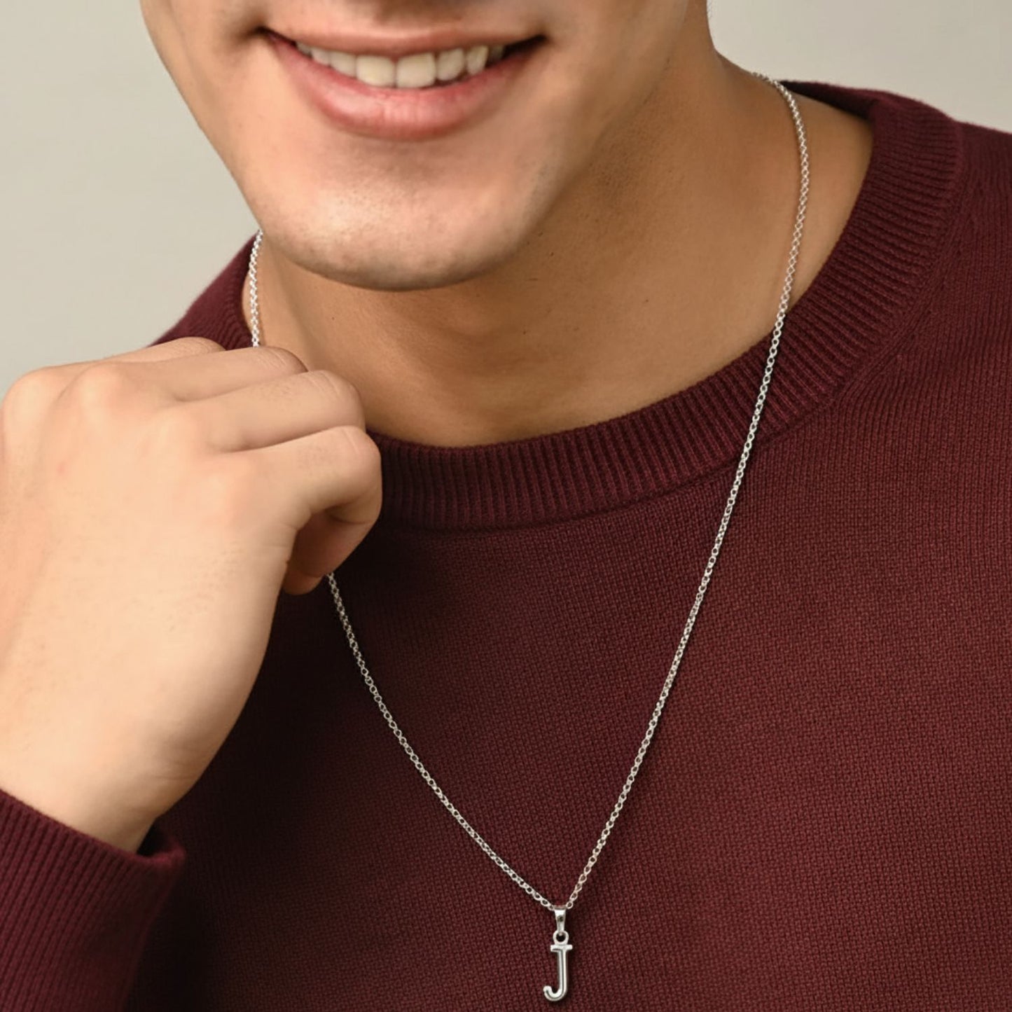 Alphabet J Pendant for Men & Women by Akshat Sapphire 92.5 Silver NP_J_8010