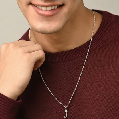 Alphabet J Pendant for Men & Women by Akshat Sapphire 92.5 Silver NP_J_8010