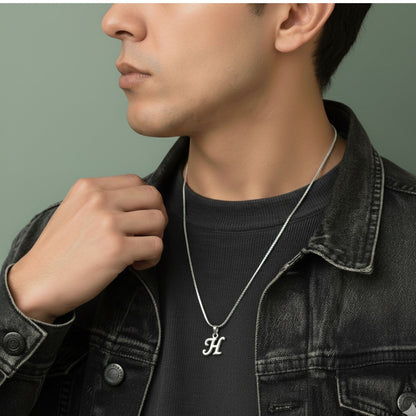 Alphabet H Pendant for Men & Women by Akshat Sapphire 92.5 Silver NP_H_8008