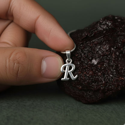 Alphabet R Pendant for Men & Women by Akshat Sapphire 92.5 Silver NP_R_8018