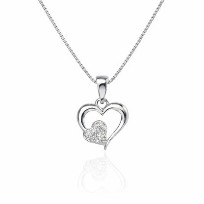 Sterling Silver Heart Pendant with 18 Inches box Chain for Women by Akshat Sapphire 92.5 Silver PSB0514