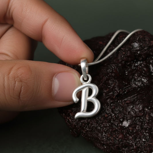 Alphabet B Pendant for Men & Women by Akshat Sapphire 92.5 Silver NP_B_8002