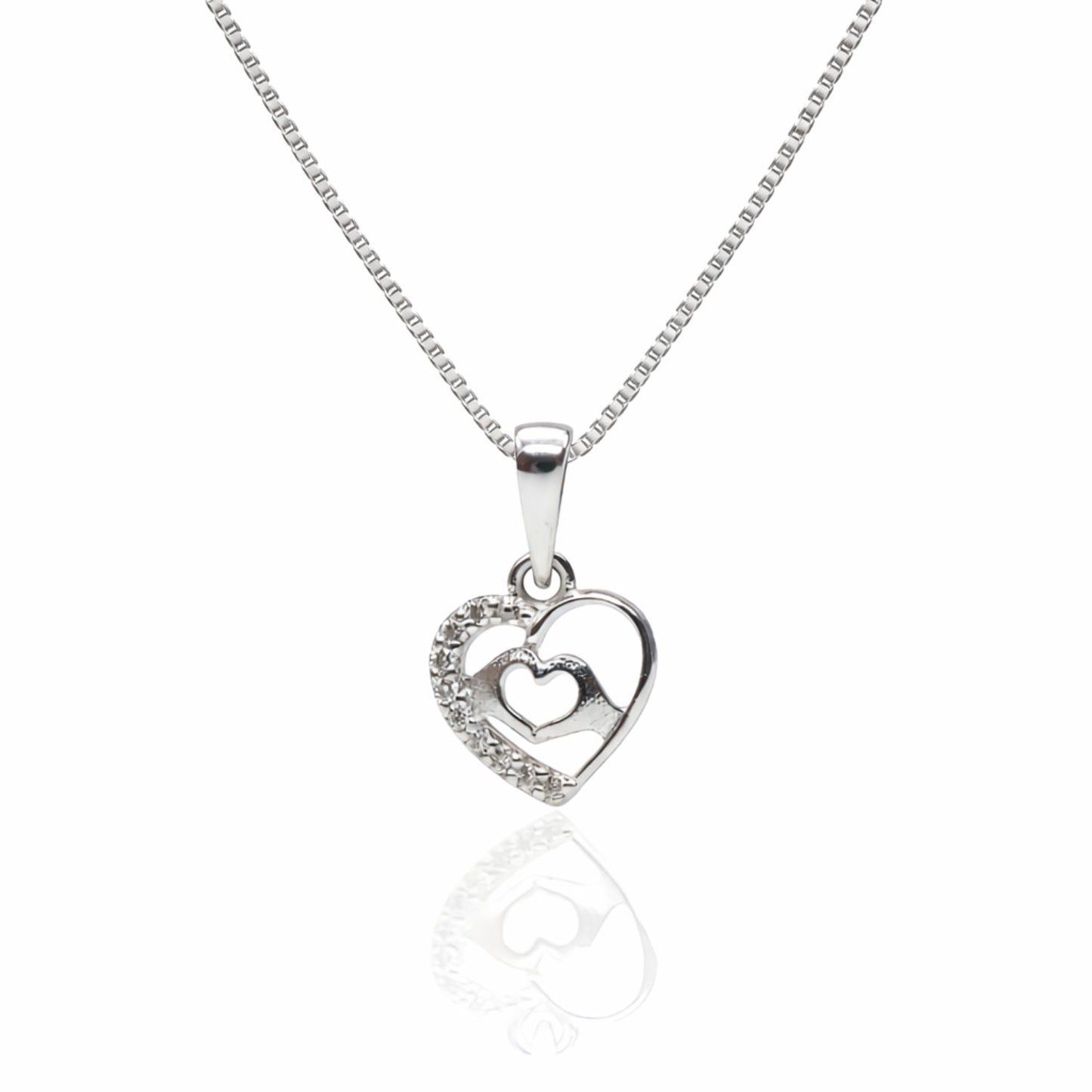 Sterling Silver Heart Pendant with 18 Inches box Chain for Women by Akshat Sapphire 92.5 Silver PSB0510