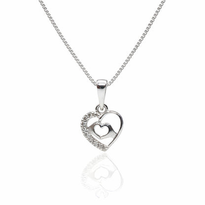 Sterling Silver Heart Pendant with 18 Inches box Chain for Women by Akshat Sapphire 92.5 Silver PSB0510