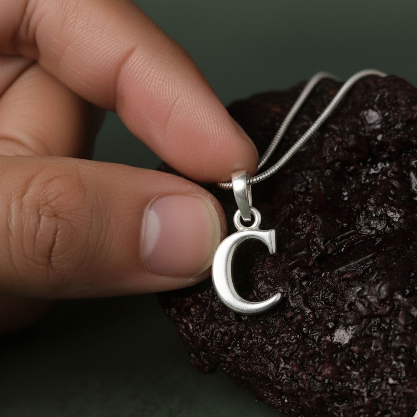 Alphabet C Pendant for Men & Women by Akshat Sapphire 92.5 Silver NP_C_8003