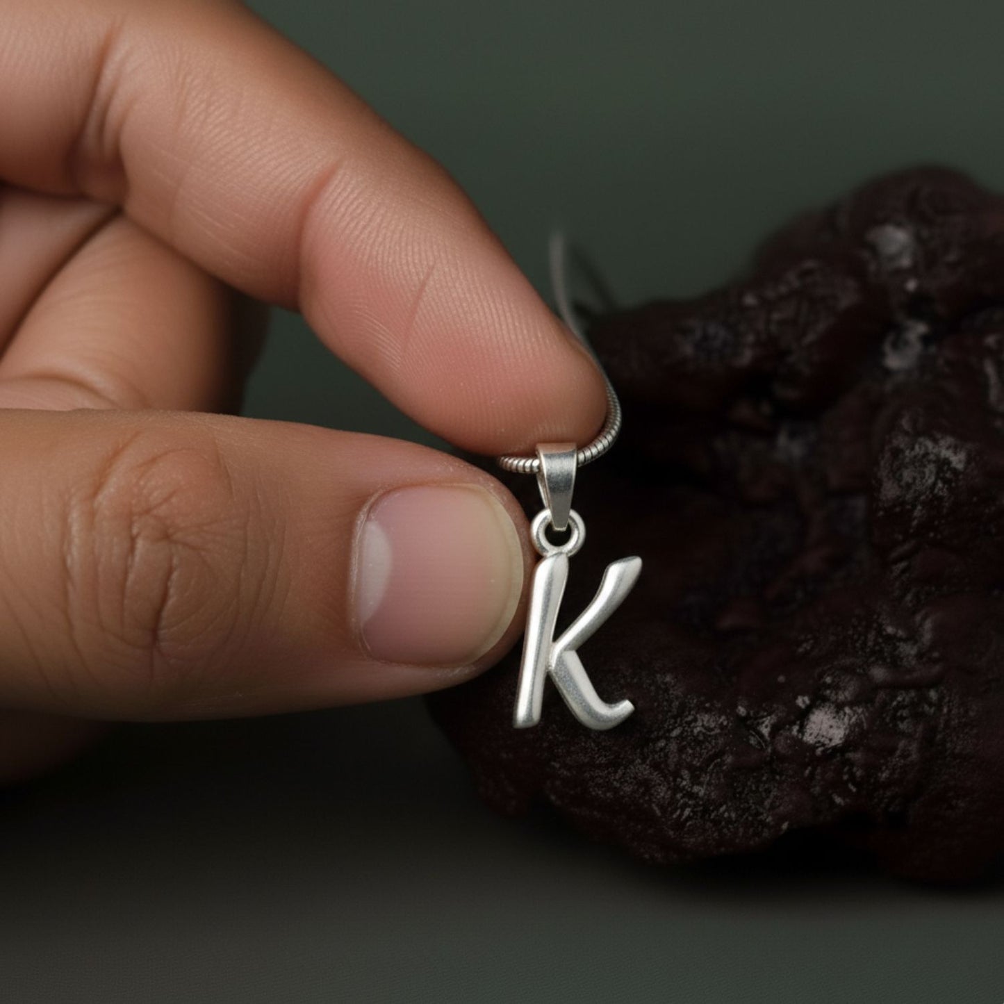 Alphabet K Pendant for Men & Women by Akshat Sapphire 92.5 Silver NP_K_8011