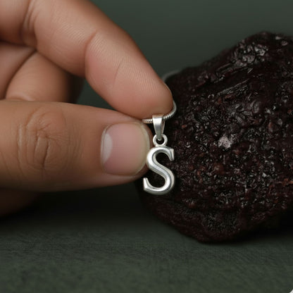 Alphabet S Pendant for Men & Women by Akshat Sapphire 92.5 Silver NP_S_8019