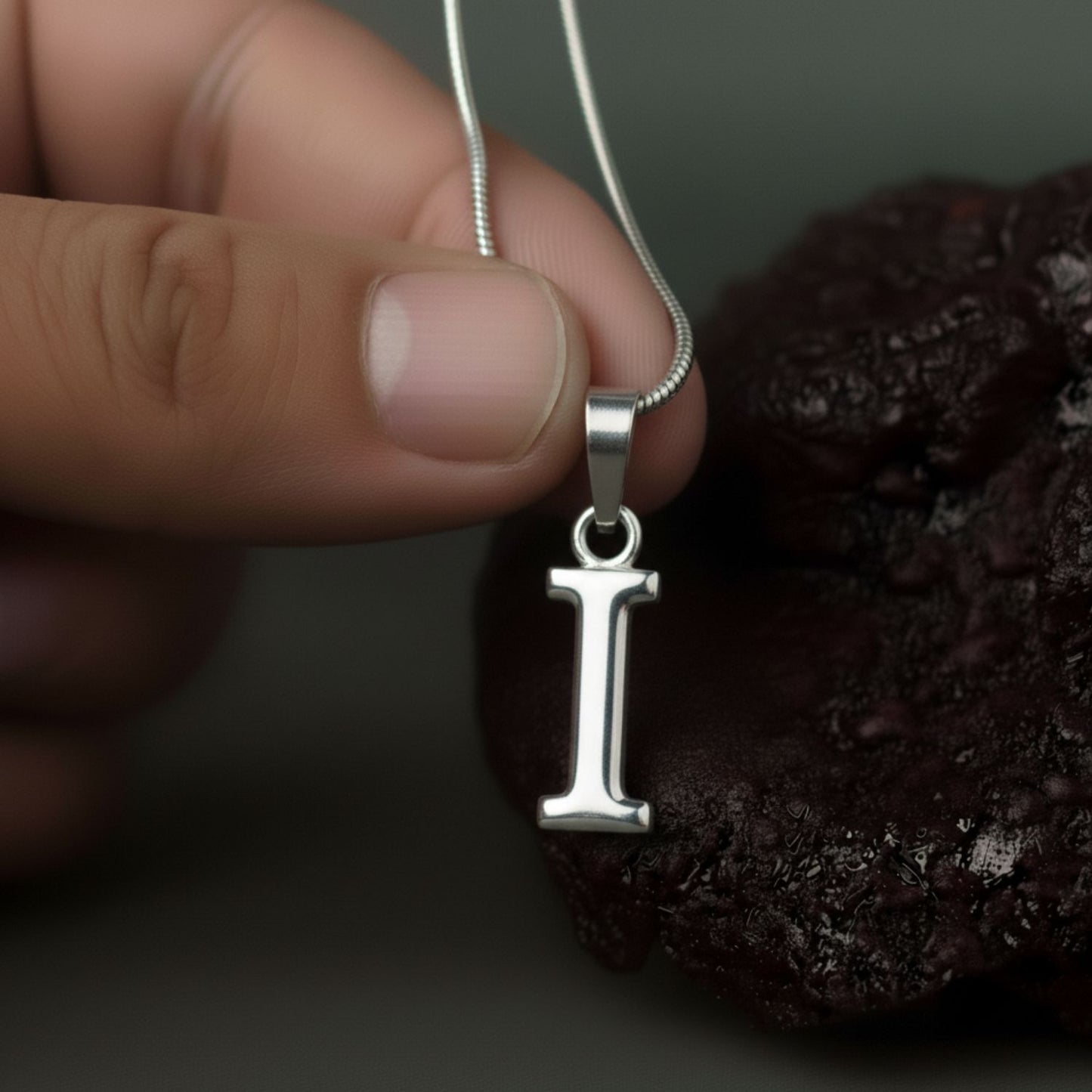 Alphabet I Pendant for Men & Women by Akshat Sapphire 92.5 Silver NP_I_8009