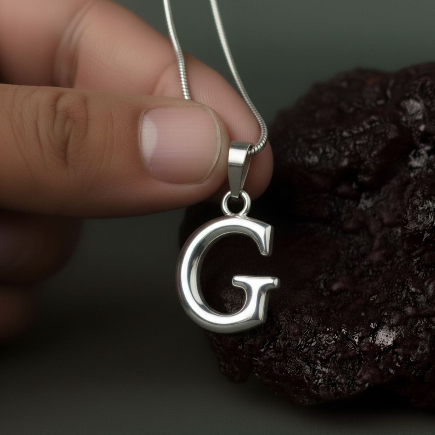 Alphabet G Pendant for Men & Women by Akshat Sapphire 92.5 Silver NP_G_8007