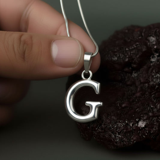 Alphabet G Pendant for Men & Women by Akshat Sapphire 92.5 Silver NP_G_8007