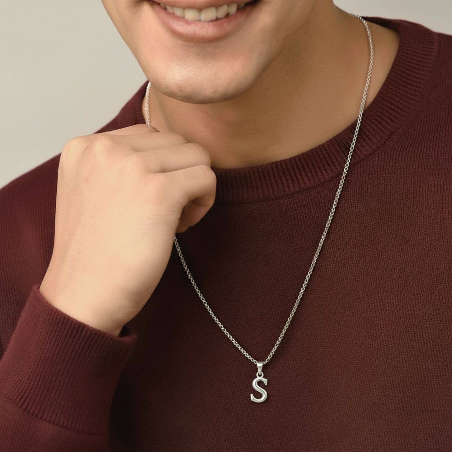 Alphabet S Pendant for Men & Women by Akshat Sapphire 92.5 Silver NP_S_8019