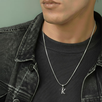Alphabet K Pendant for Men & Women by Akshat Sapphire 92.5 Silver NP_K_8011