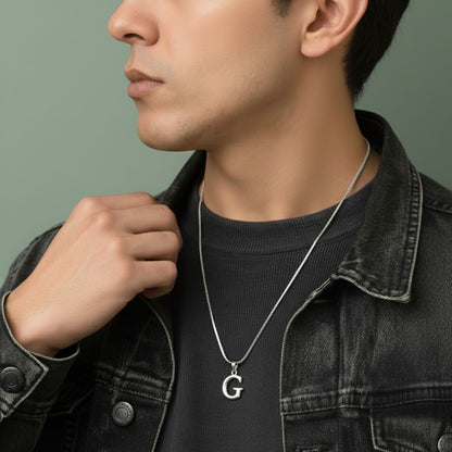 Alphabet G Pendant for Men & Women by Akshat Sapphire 92.5 Silver NP_G_8007