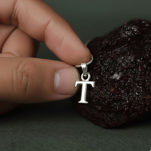 Alphabet T Pendant for Men & Women by Akshat Sapphire 92.5 Silver NP_T_8020