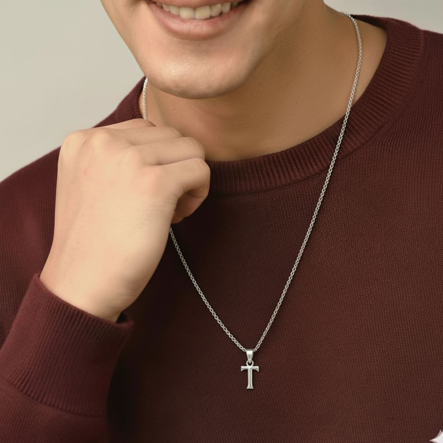 Alphabet T Pendant for Men & Women by Akshat Sapphire 92.5 Silver NP_T_8020