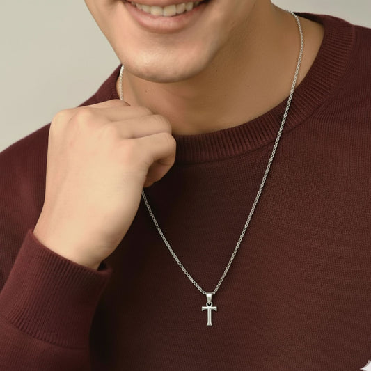 Alphabet T Pendant for Men & Women by Akshat Sapphire 92.5 Silver NP_T_8020