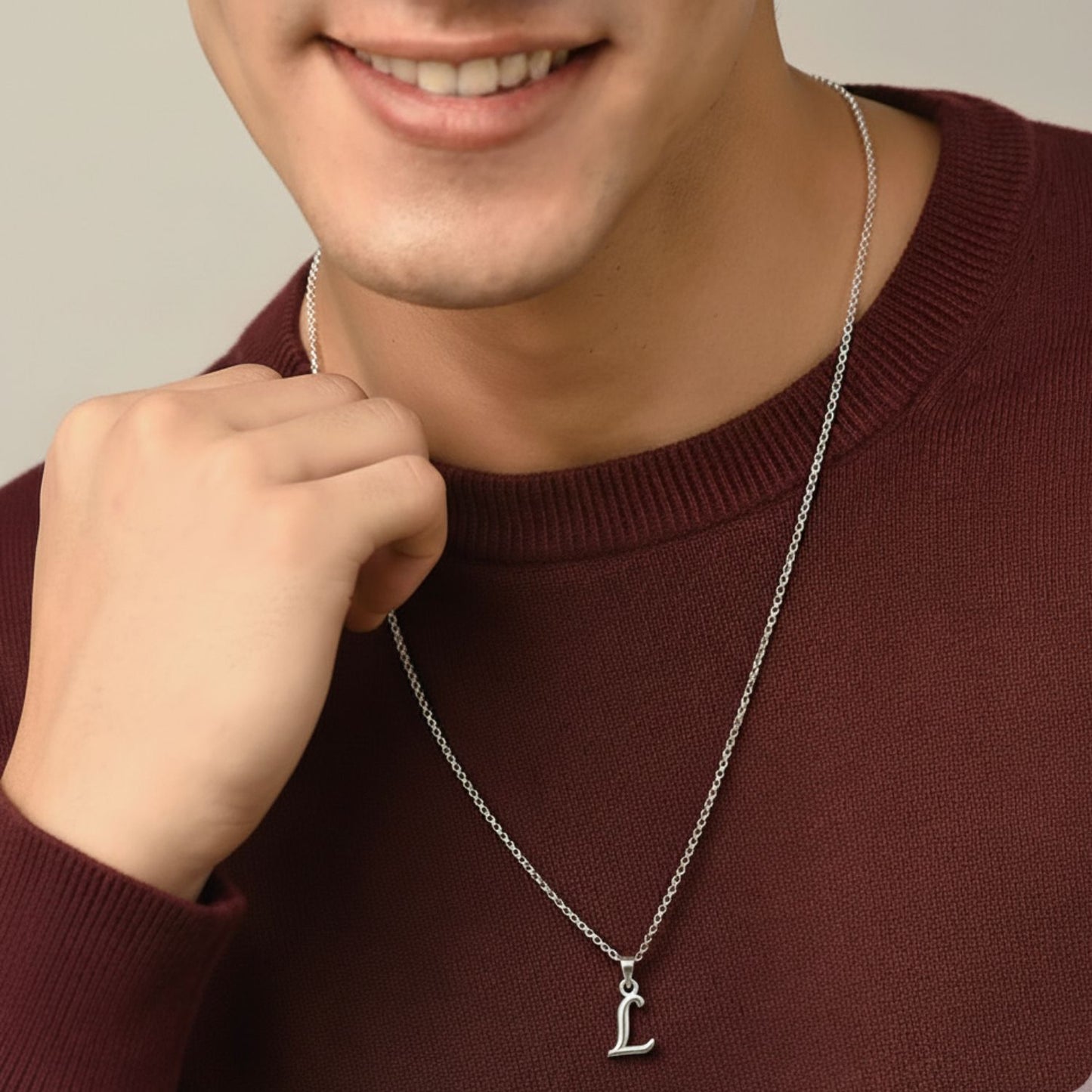 Alphabet L Pendant for Men & Women by Akshat Sapphire 92.5 Silver NP_L_8012