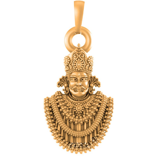 22 CT Gold Plated Silver (92.5% purity) God Baba Khatu Shyam Pendant for Men and Women