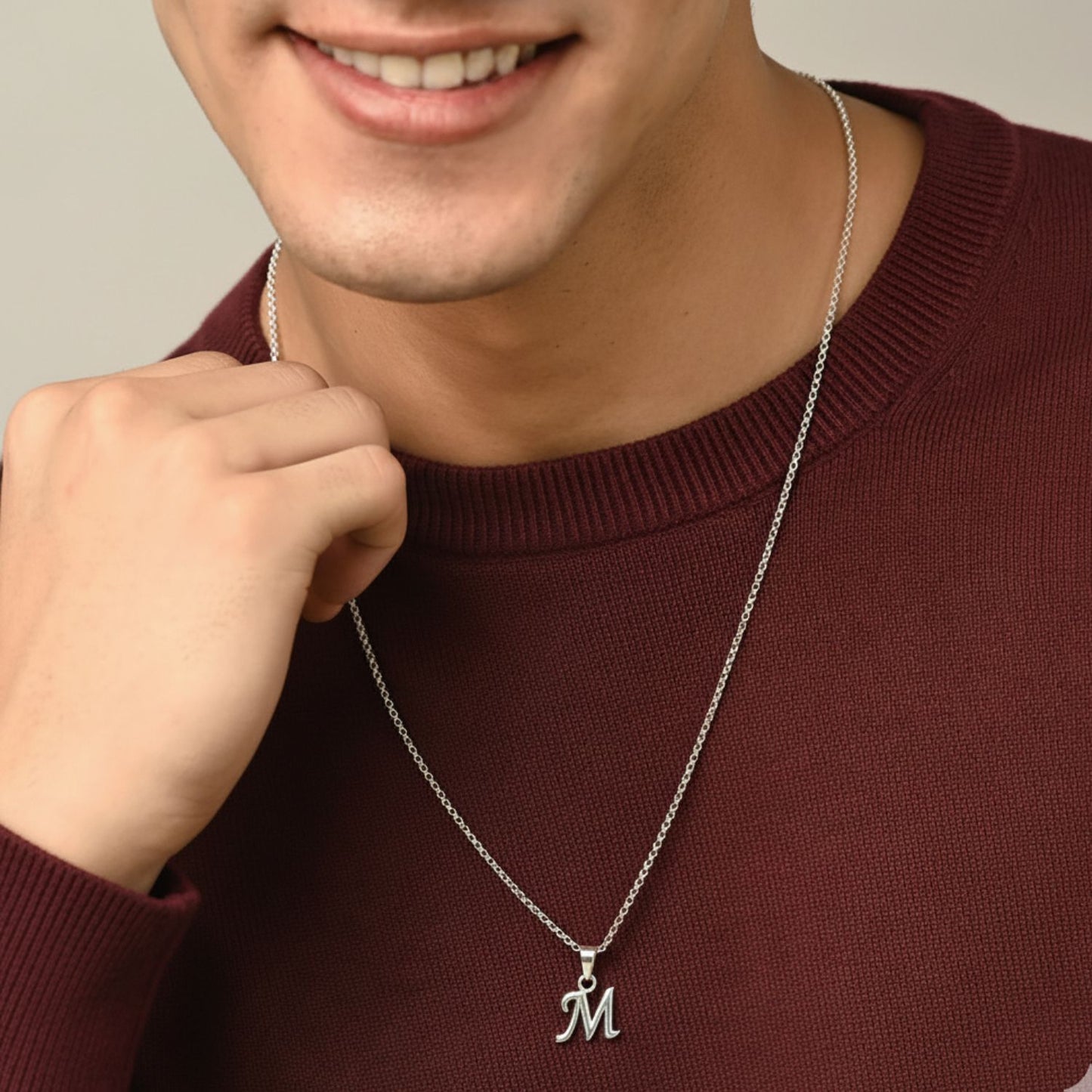 Alphabet M Pendant for Men & Women by Akshat Sapphire 92.5 Silver NP_M_8013