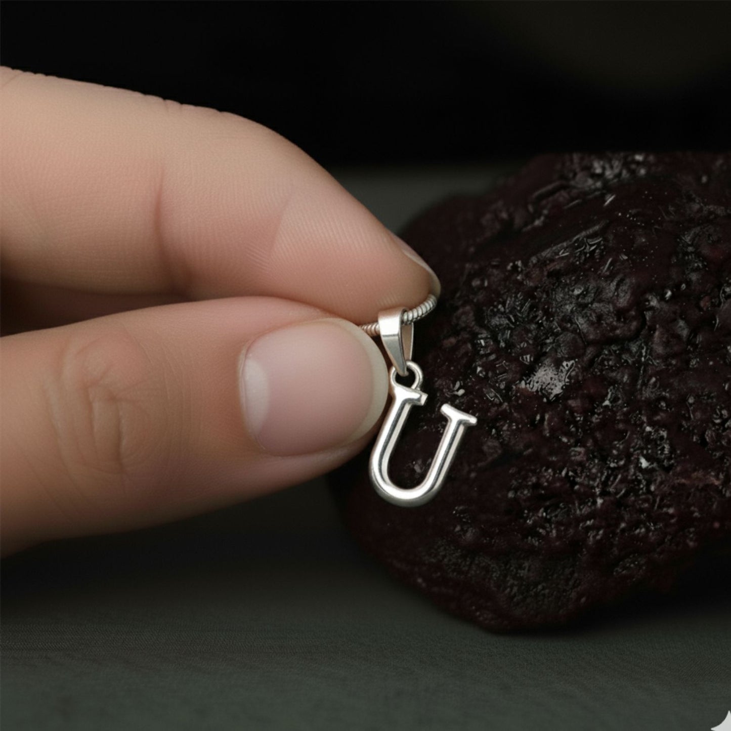 Alphabet U Pendant for Men & Women by Akshat Sapphire 92.5 Silver NP_U_8021