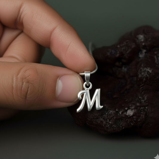 Alphabet M Pendant for Men & Women by Akshat Sapphire 92.5 Silver NP_M_8013