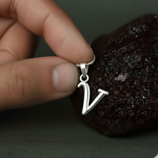 Alphabet V Pendant for Men & Women by Akshat Sapphire 92.5 Silver NP_V_8022
