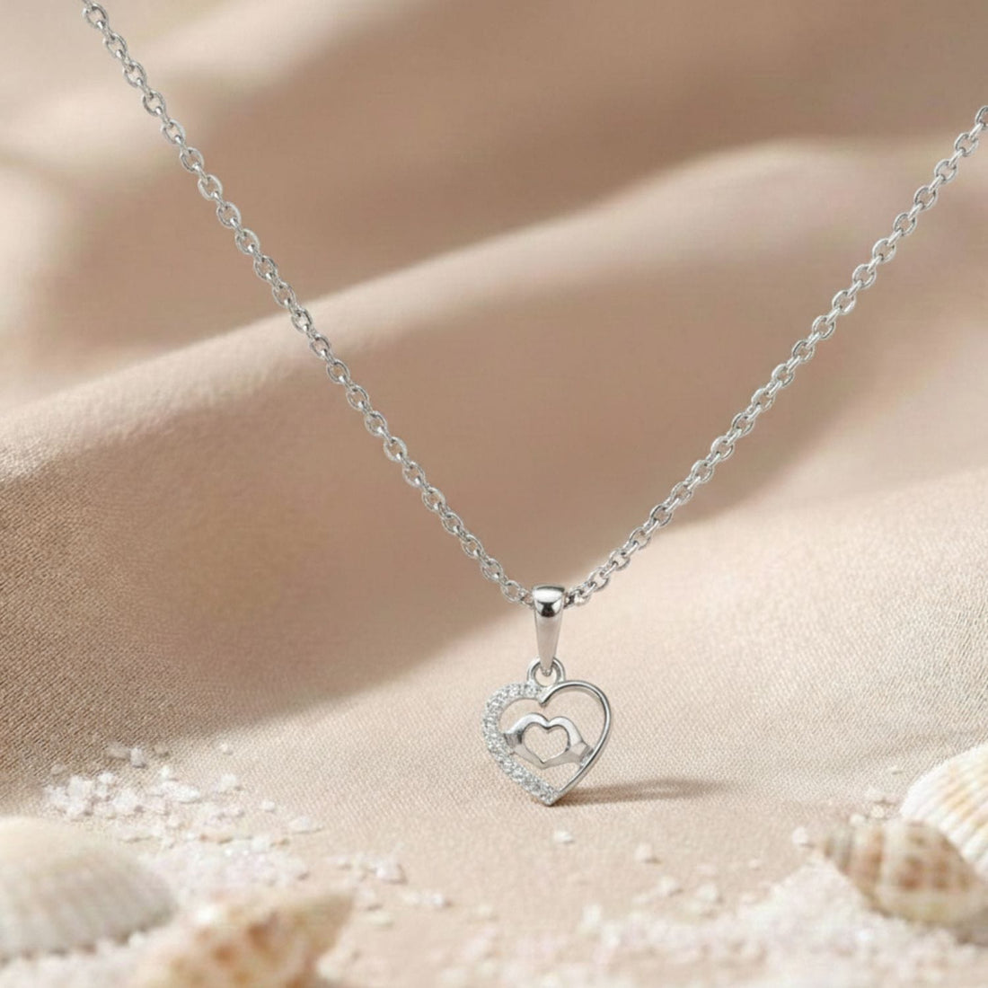 Sterling Silver Heart Pendant with 18 Inches Anchor Chain for Women by Akshat Sapphire 92.5 Silver PSA0510