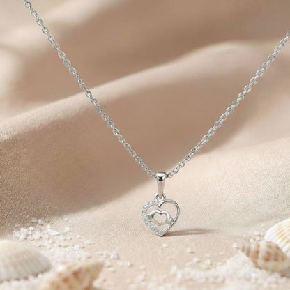 Sterling Silver Heart Pendant with 18 Inches Anchor Chain for Women by Akshat Sapphire 92.5 Silver PSA0510