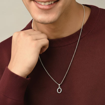 Alphabet O Pendant for Men & Women by Akshat Sapphire 92.5 Silver NP_O_8015