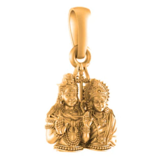 22 CT Gold Plated Silver (92.5% purity) God Shiv Parvati Pendant for Men and Women