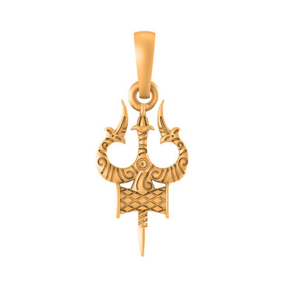 22 CT Gold Plated Silver (92.5% purity) Spiritual Shiva Trishul Pendant for Men and Women